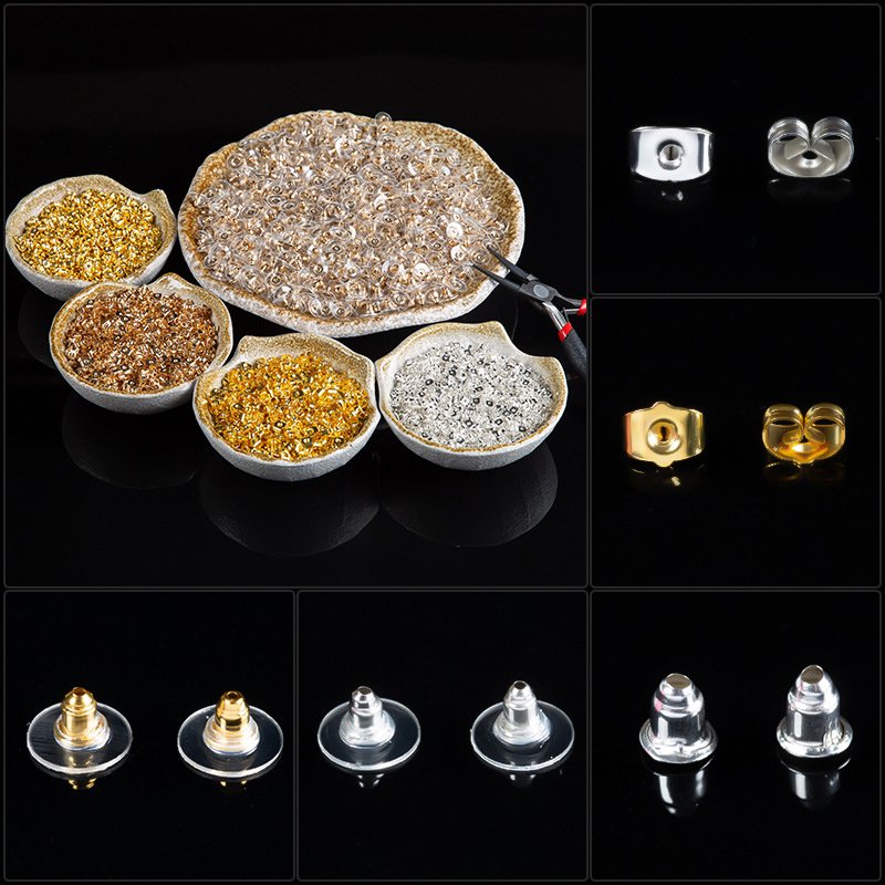 KAIWEINI Clear Rubber Earwire Clutch Earring Parts Loop Jewellery Stainless Steel Rubber Earring Backs