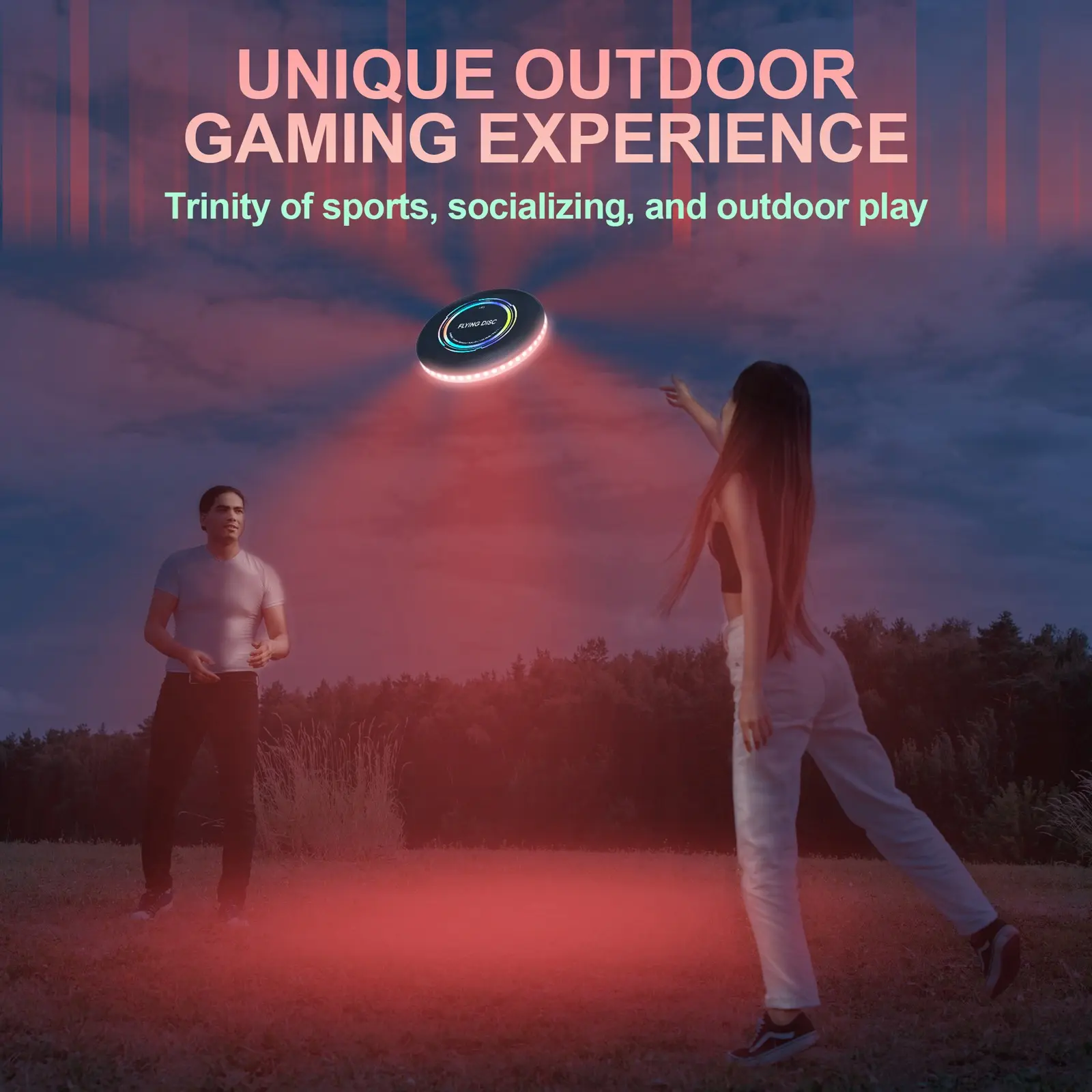 175g Frisbee Auto Light Up LED Flying Disc Glow Rechargeable Patent-Pending for Adult Outdoor Beach