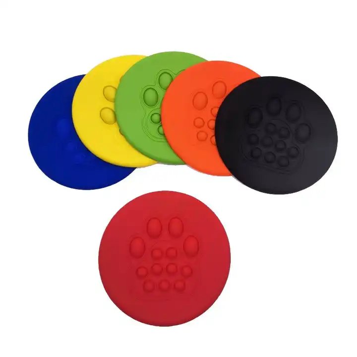 Round Pet Dog Rubber Pet Training Chew Toys Bite Resistant Silicone Flying Disk Dog Frisbees