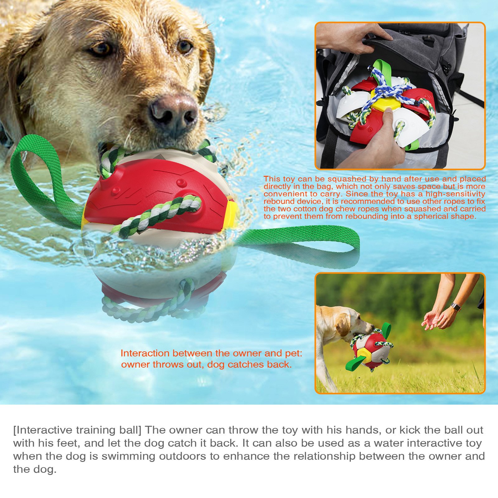 Hot Dog Training Toys Outdoor Interactive flying disk Football Bouncing Flying Saucer Massage Clean Teeth Dog Chew Toy