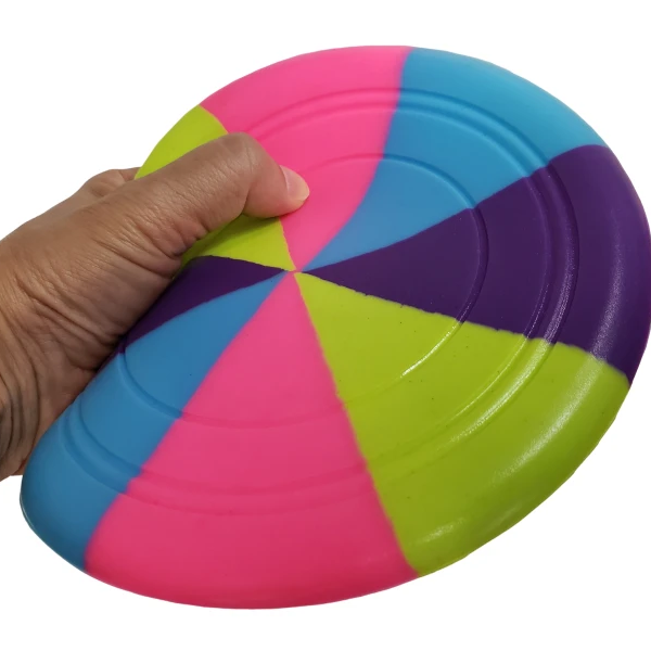 Best Durable Large Clear Rainbow Rubber Flying Disc Bendable Frisbee for Outdoor Sport