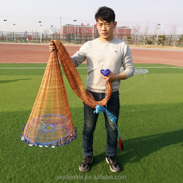 Frisbee hand casting net 4-12 feet tire line fishing net pull line nylon fishing net