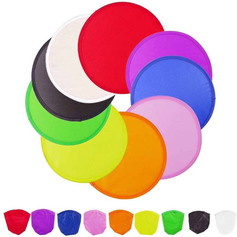 Custom Collapsible Frisbeed Foldable Flying Handheld Fan Fold Up Nylon Flyer Folding Disc with Pouch