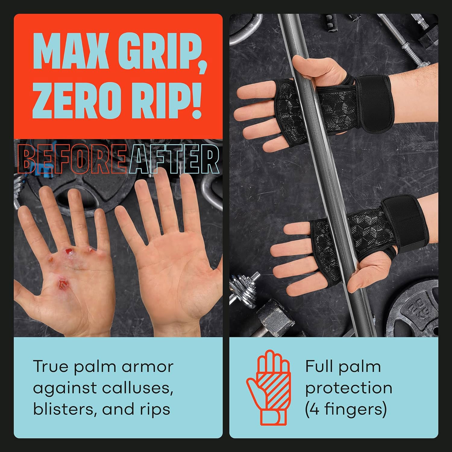 Weight Lifting Gloves with Wrist Support, Work Out Gloves, Gym Gloves - Great for Cross Training, Pull Ups, Calisthenics and Gym
