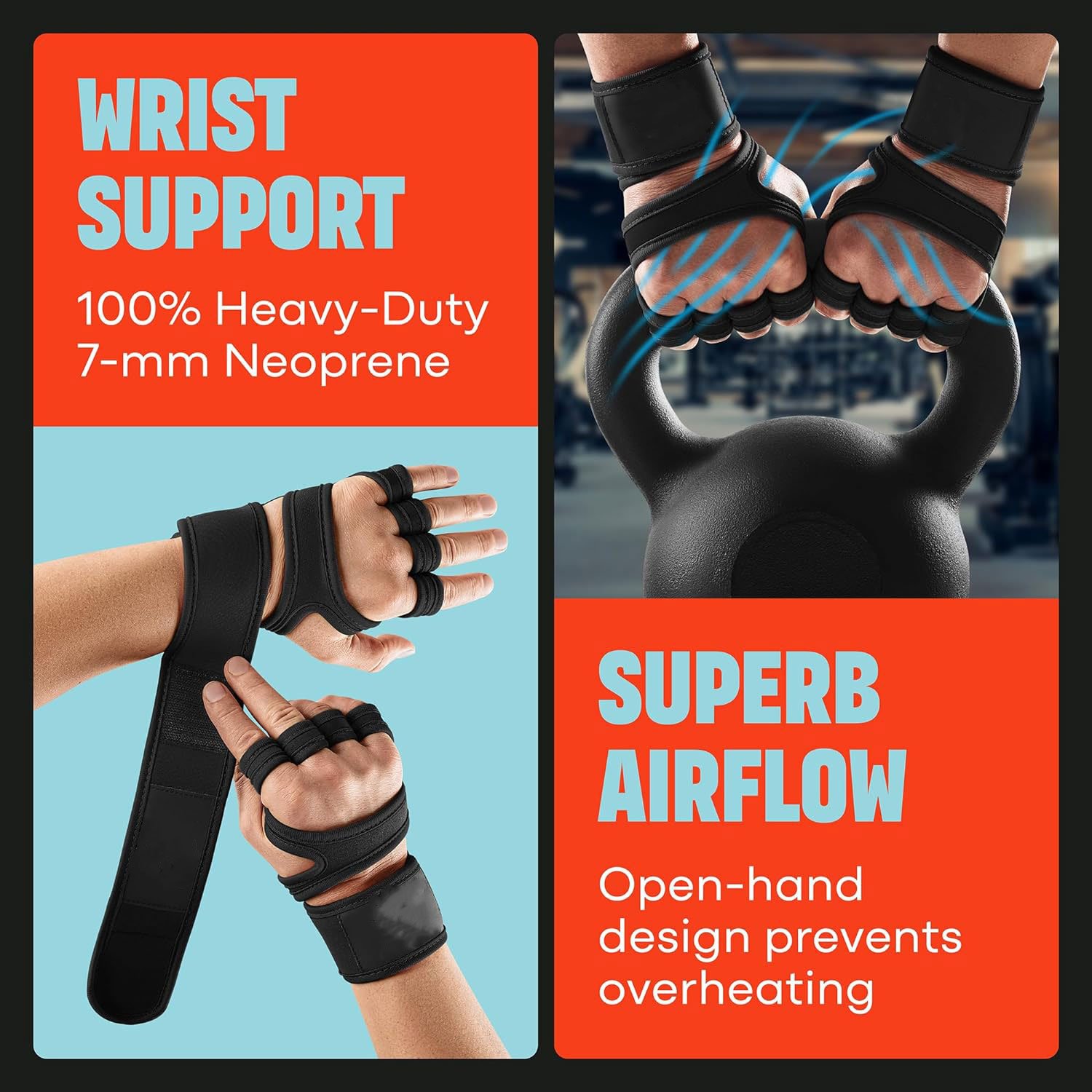 Weight Lifting Gloves with Wrist Support, Work Out Gloves, Gym Gloves - Great for Cross Training, Pull Ups, Calisthenics and Gym