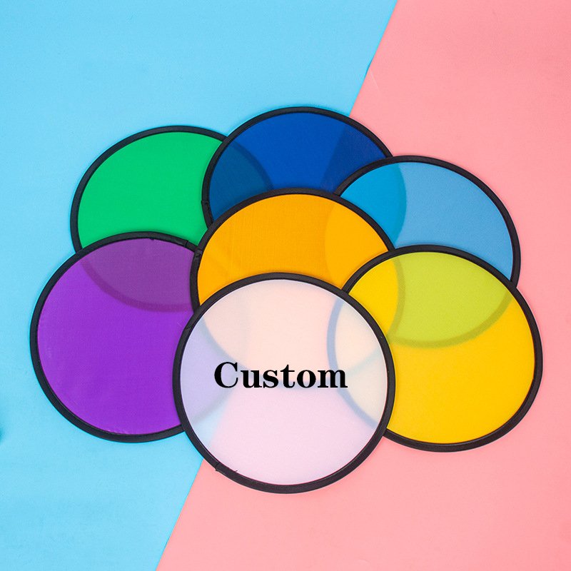 Outdoor Sublimation Soft Pet Collapsible Frisbeed Round Shape Folding Hand Fan Saucer Nylon Playing Disc With Pouch