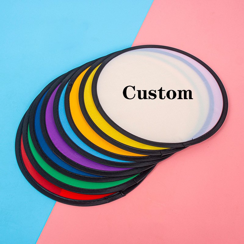 Outdoor Sublimation Soft Pet Collapsible Frisbeed Round Shape Folding Hand Fan Saucer Nylon Playing Disc With Pouch
