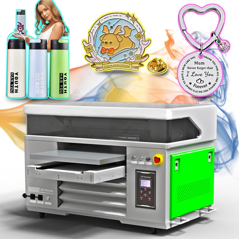 A2 UV printer, UV DTF printer, printing pen, toy ball, bottle, pendant, AB glue, varnish, desktop small 4060 UV inkjet printer