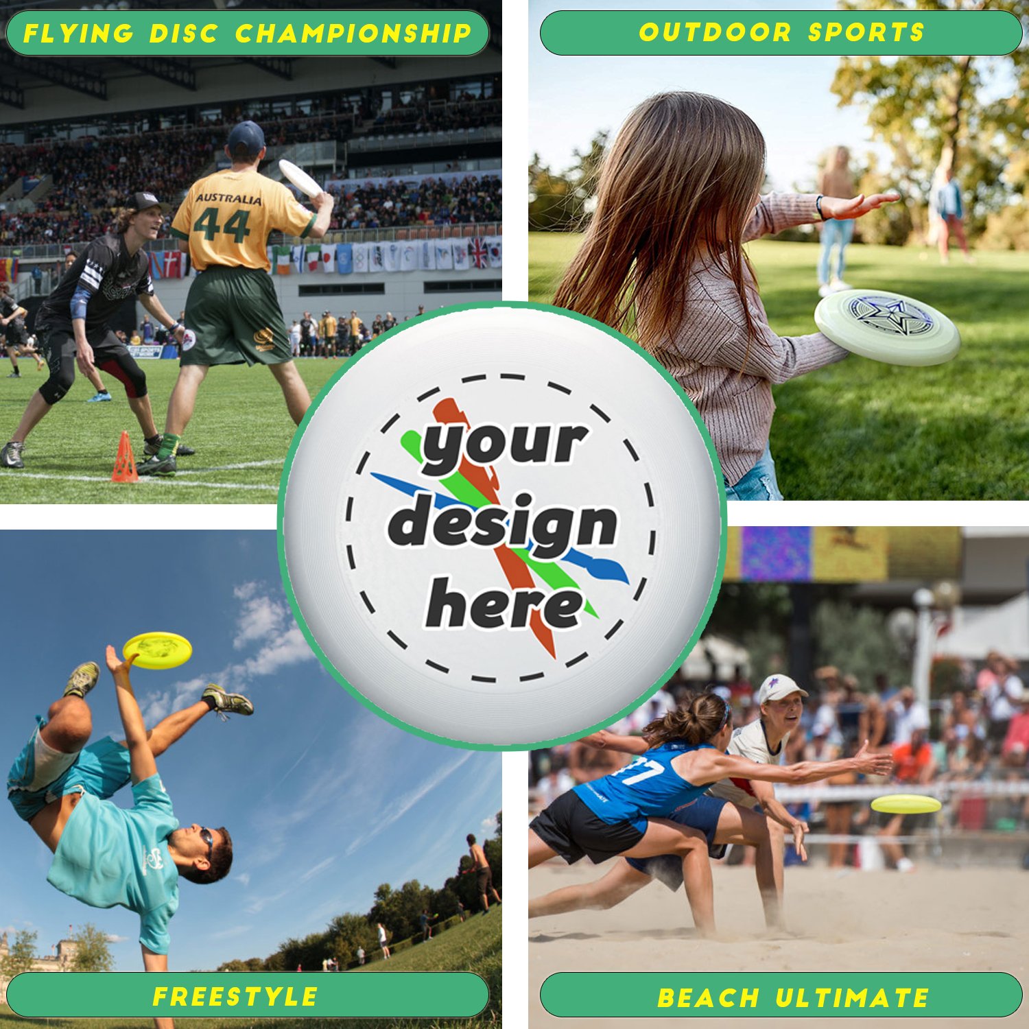 Custom Colorful Beach Games 175g Outdoor Toy Plastic Professional Ultimate Sports Flying Disc