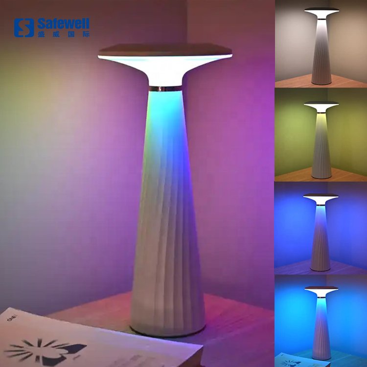 IP44 Touch Dimmable Portable Rechargeable Night Light UFO Frisbee Shape Lampshade Creative RGB Battery Table Lamps