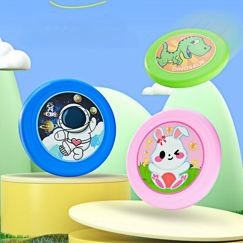 Factory custom logo colorful mini flying disc cartoon printing kids soft pu frisbee for reflexes exercise