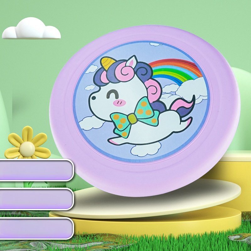 Factory custom logo colorful mini flying disc cartoon printing kids soft pu frisbee for reflexes exercise