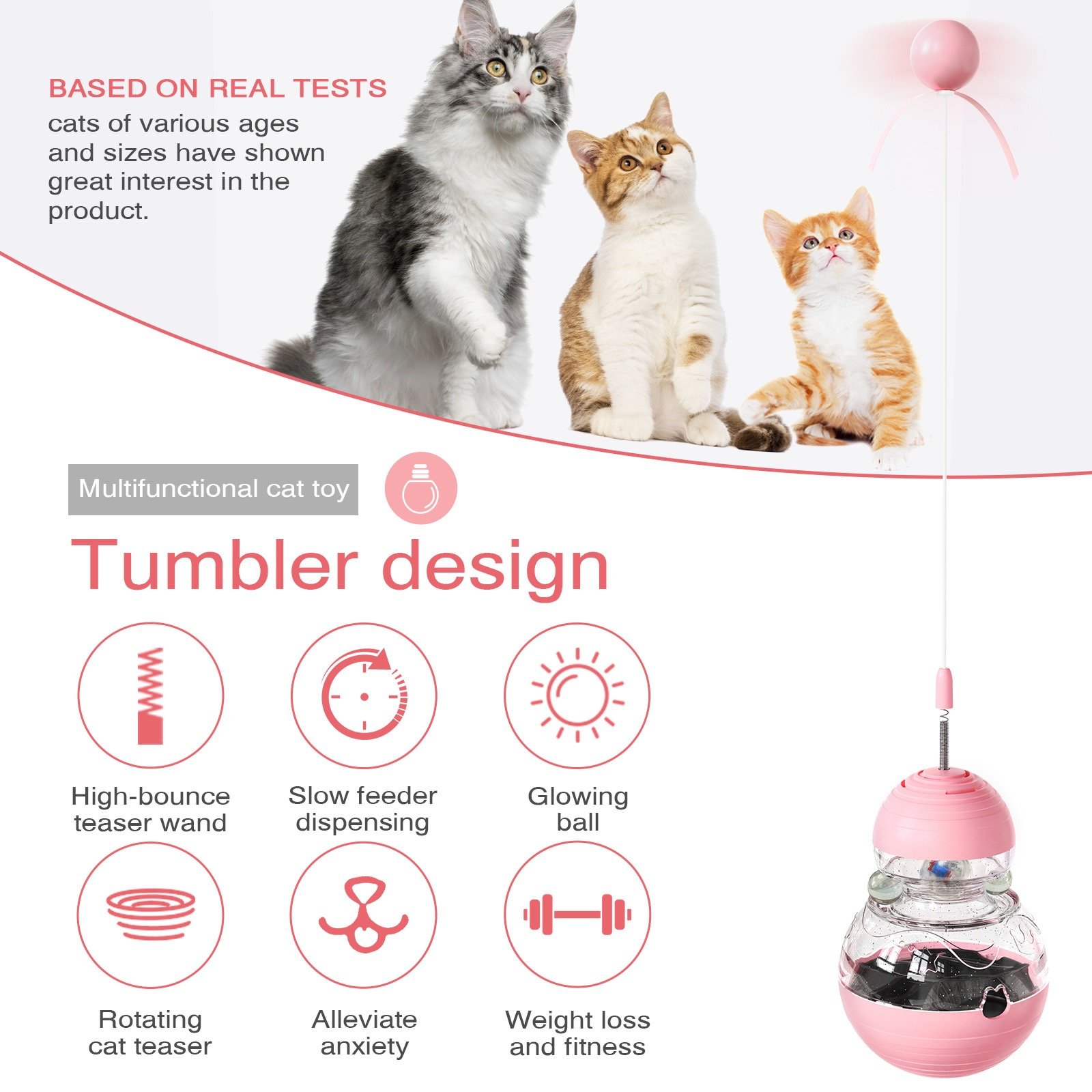 Cat accessories Teaser Stick Toy Durable Cat Chew Toy With Bell And Dry Food Dispenser For Cat Interactive nip toy