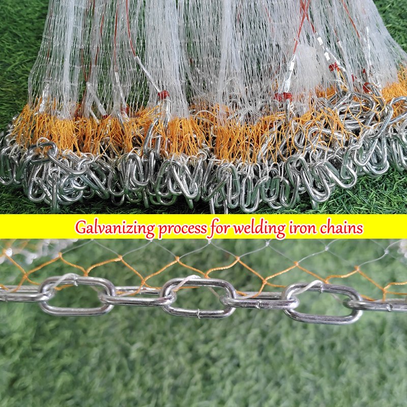 American style frisbee, loopless casting, hand thrown fishing net, lead pendant, iron pendant, and iron chain material
