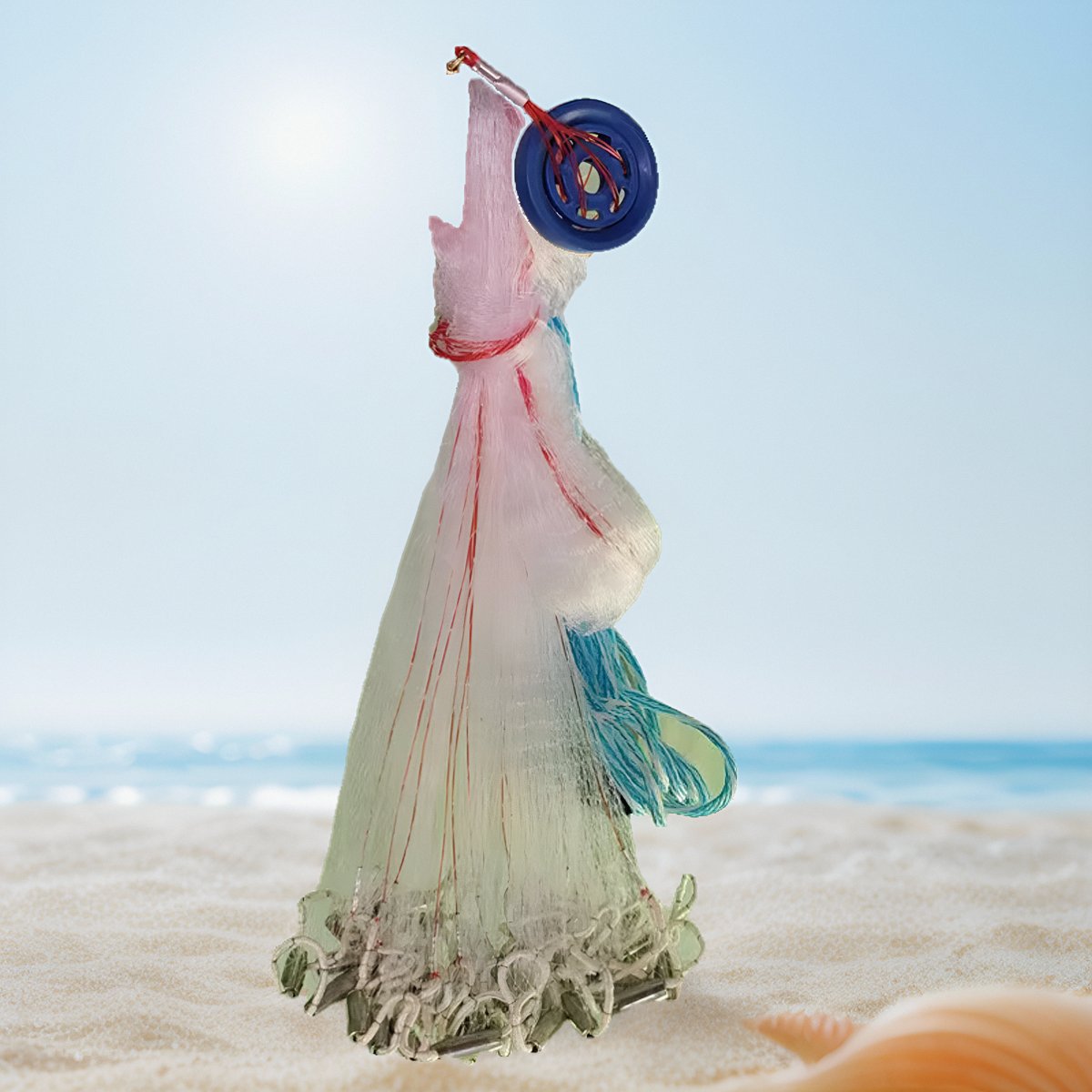 American style frisbee, loopless casting, hand thrown fishing net, lead pendant, iron pendant, and iron chain material