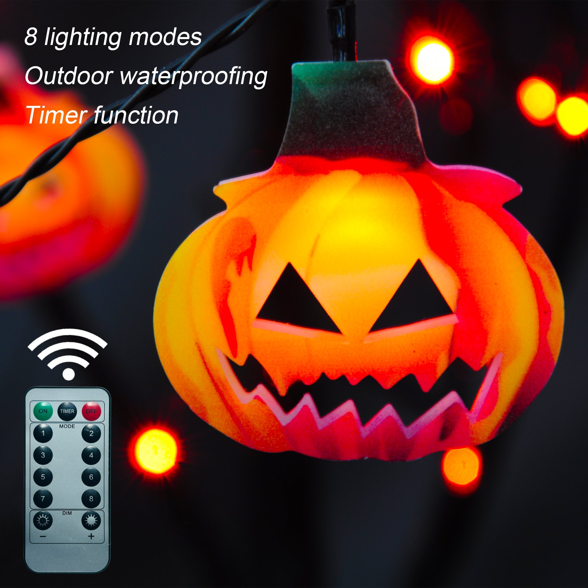 New Halloween Controlled Linear Battery Light Yellow White Black Pumpkin Christmas Decoration Light For Halloween Gothic