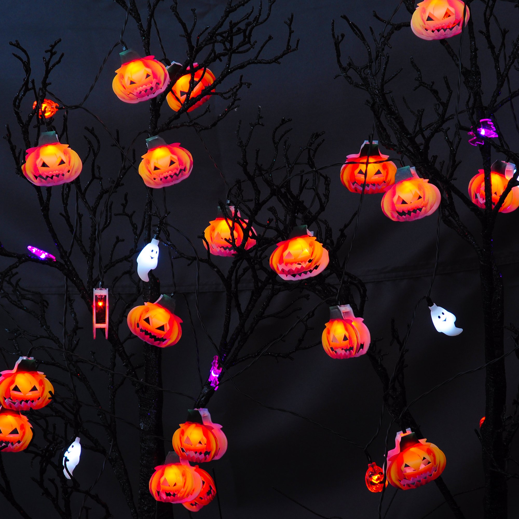 New Halloween Controlled Linear Battery Light Yellow White Black Pumpkin Christmas Decoration Light For Halloween Gothic
