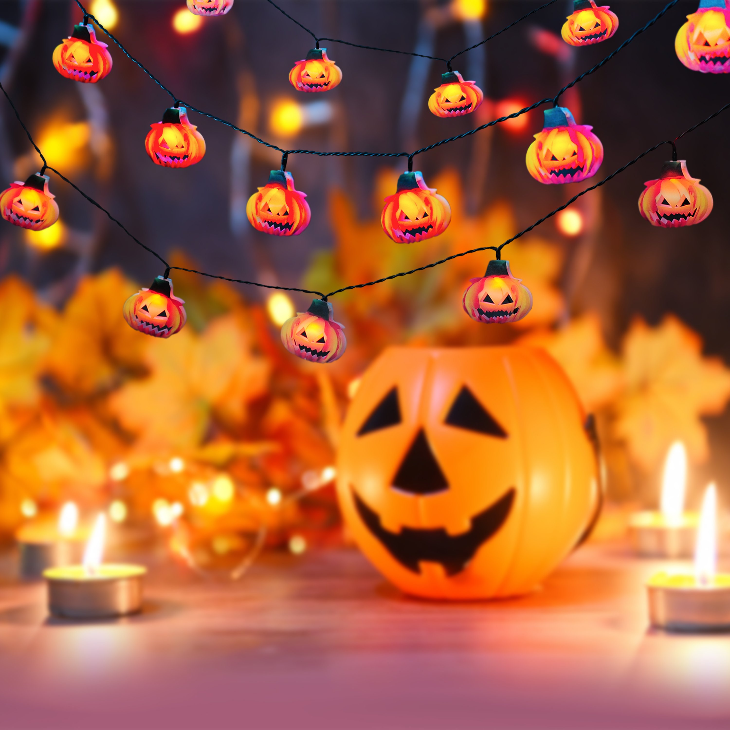 New Halloween Controlled Linear Battery Light Yellow White Black Pumpkin Christmas Decoration Light For Halloween Gothic