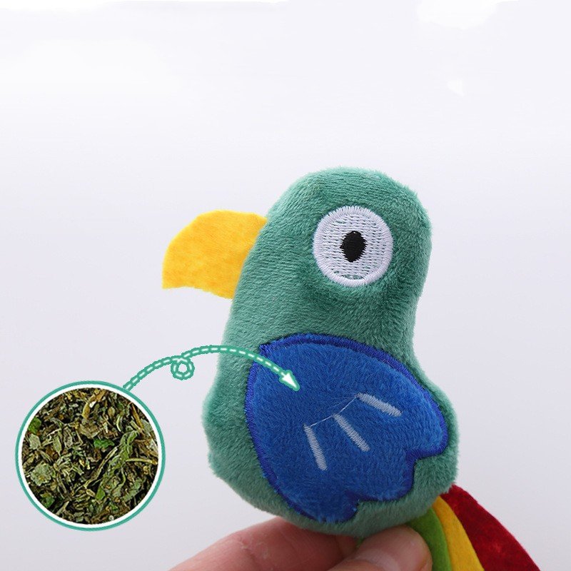 Wholesale pet toys Fun interactive animal chewable Mint plush cow crocodile bird shape cat toys