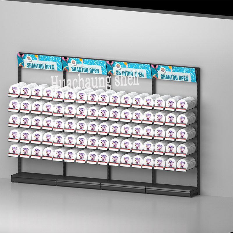 New design frisbee floor display stand rack frisbee brackets shelf with hooks customized frisbee full set of props hang shelving