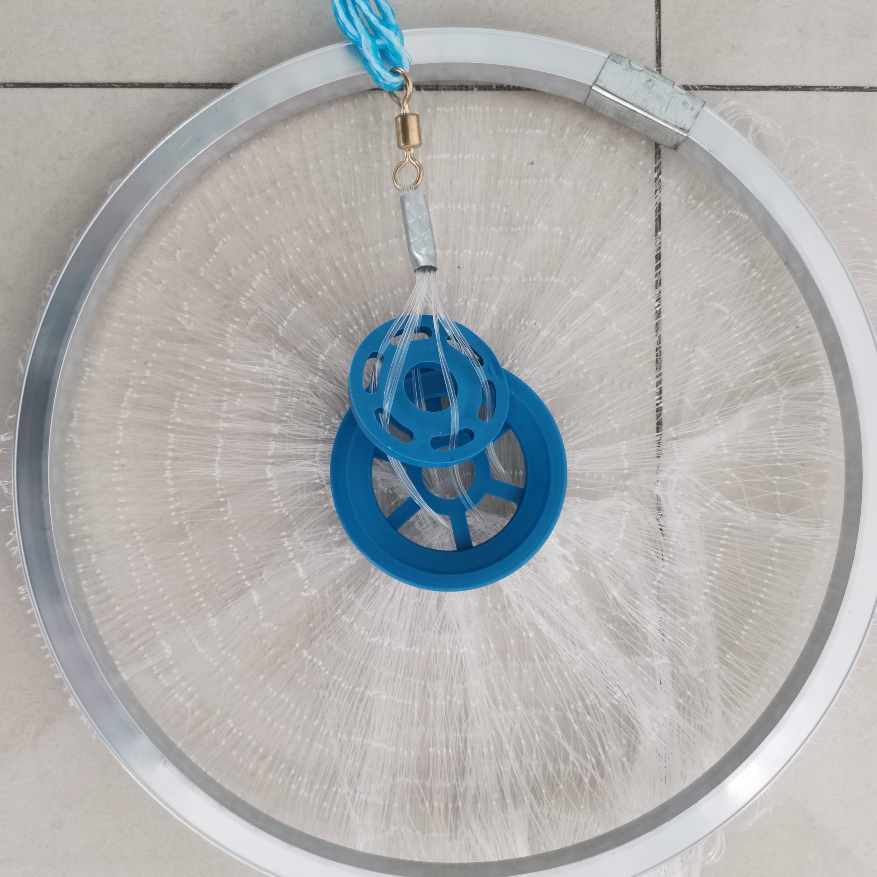 NEWMAJOR Large Aluminum Casting Net Easy Hand Throwing Ring Fishing Net Foldable Frisbee for River Fishing