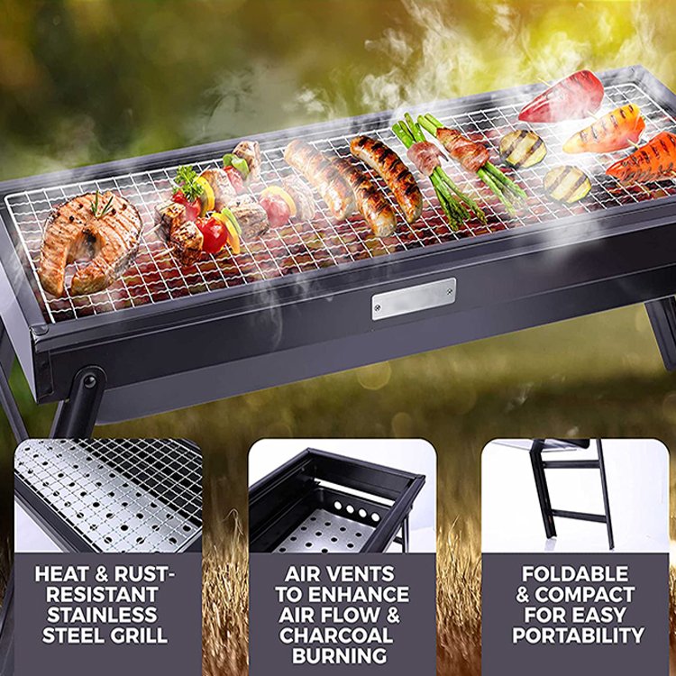 Foldable mini grill for outdoor backyard camping picnic beach cooking barbecue grill