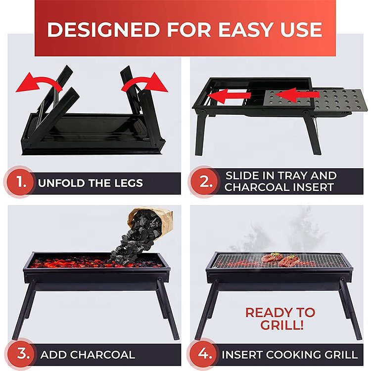 Foldable mini grill for outdoor backyard camping picnic beach cooking barbecue grill