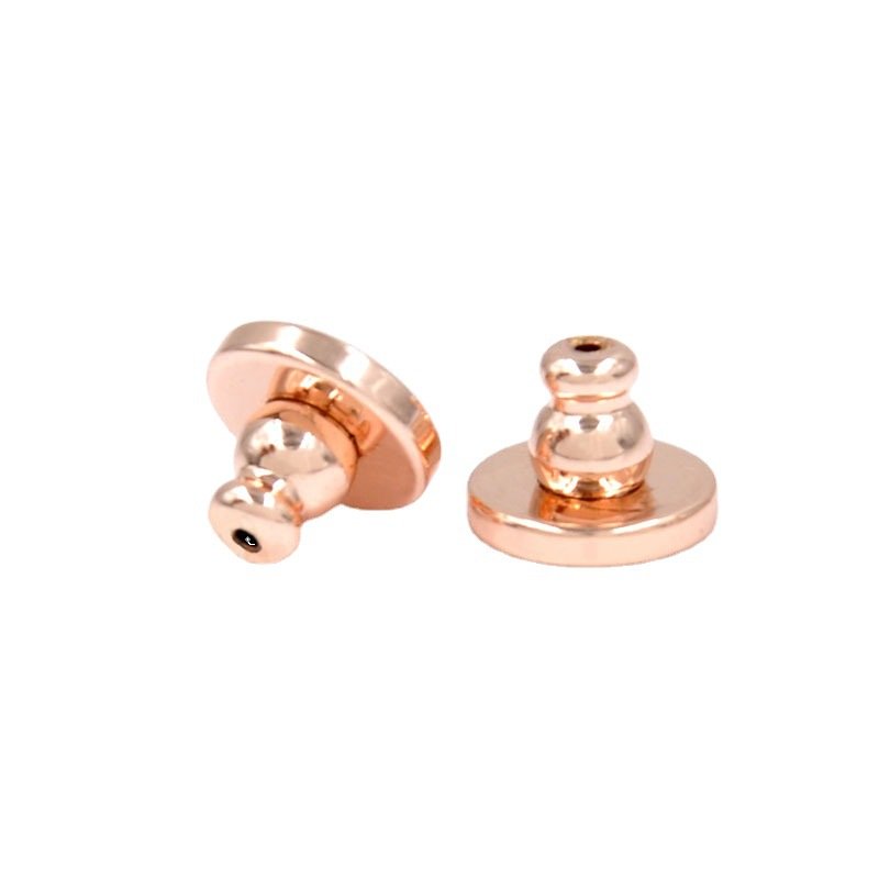 Copper Ear Press Engraved Logo Frisbee Ear Plugs Plated 18k Gold Warhead Flying Saucer Metal Lathe Ear Studs Earring Back