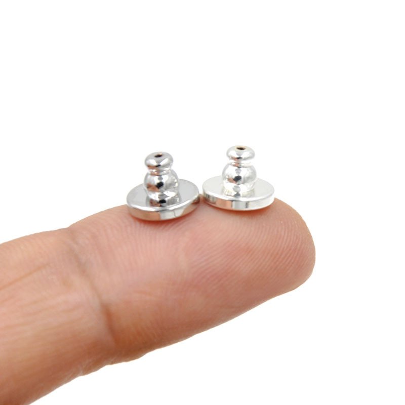 Copper Ear Press Engraved Logo Frisbee Ear Plugs Plated 18k Gold Warhead Flying Saucer Metal Lathe Ear Studs Earring Back