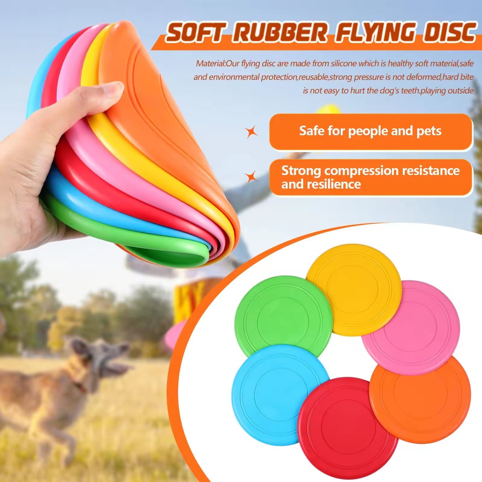 Dog Flying Disc Wholesale Soft Silicone Dog Training Flying Discs Outdoor Playing Backyard Toy