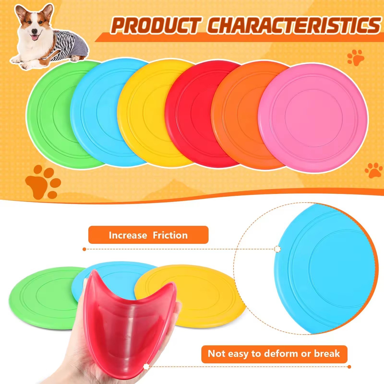 Dog Flying Disc Wholesale Soft Silicone Dog Training Flying Discs Outdoor Playing Backyard Toy
