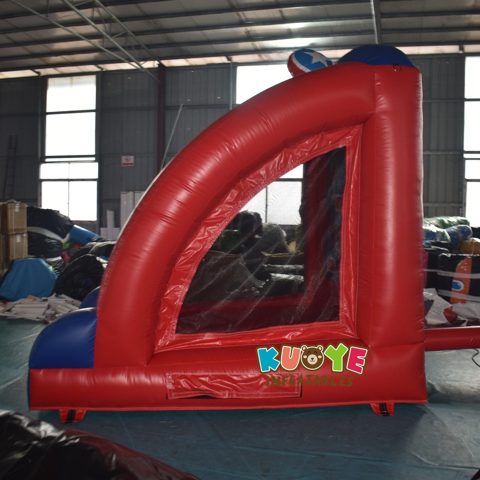 Hot sale carnival games pvc inflatable frisbee challenge game with blower for party rental and events