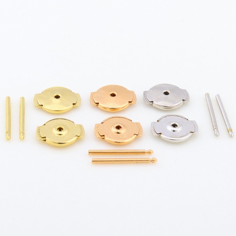 Real Solid 18K Gold Earring Backs Stopper AU750 Earrings Post Back Fine Jewelry DIY Jewelry Accessories