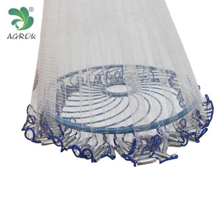 AGROK High Quality 6ft Frisbee Cast Net Nylon Monofilament Drawstring Easy Throw Fishing Net with Zinc Iron Sinker