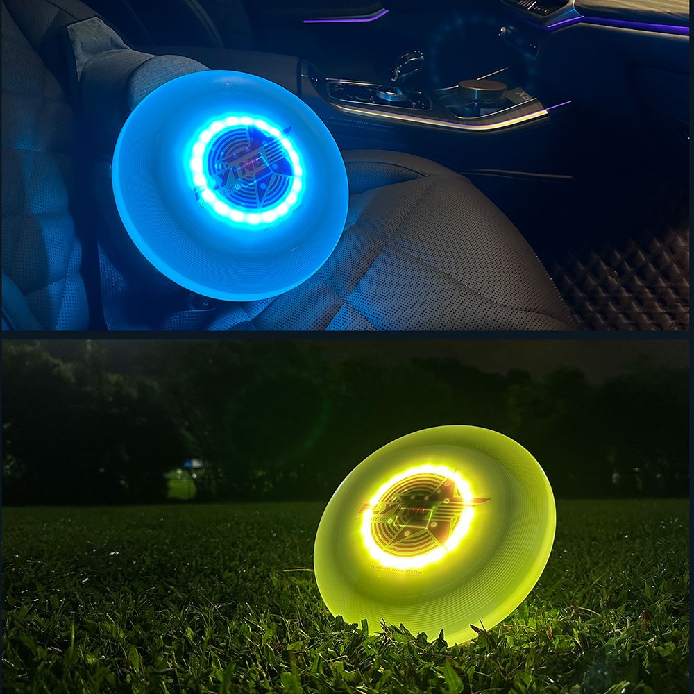 Colorful Light Up Flying Disc Glow in The Dark Disc Rechargeable Auto Light Up Soft Flying Discs