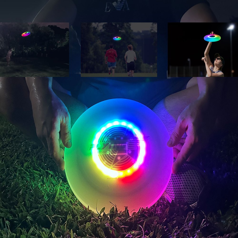 Colorful Light Up Flying Disc Glow in The Dark Disc Rechargeable Auto Light Up Soft Flying Discs