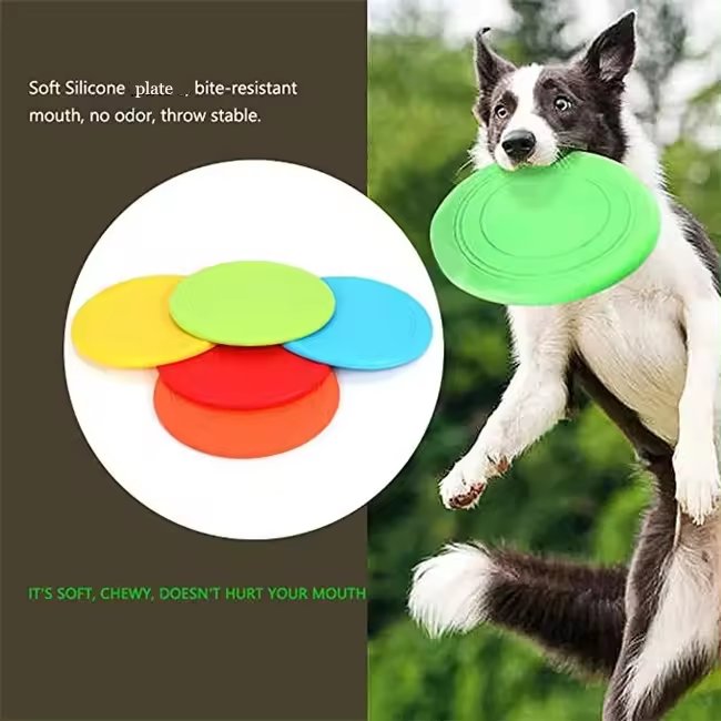 Colorful Outdoor Interactive Game Soft Durable Bite-resistant Silicone Pet Dog Flying Disc Frisbeed For Flying Disc Sport