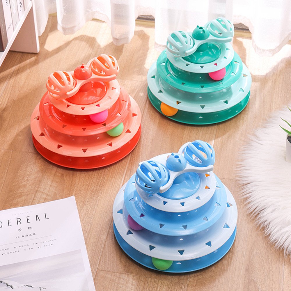 Crazy Ball Disk Interactive Amusement Plate Moving Turntable Play Disk Turntable Cat Pet Plastic Toys Funny Pet Toys
