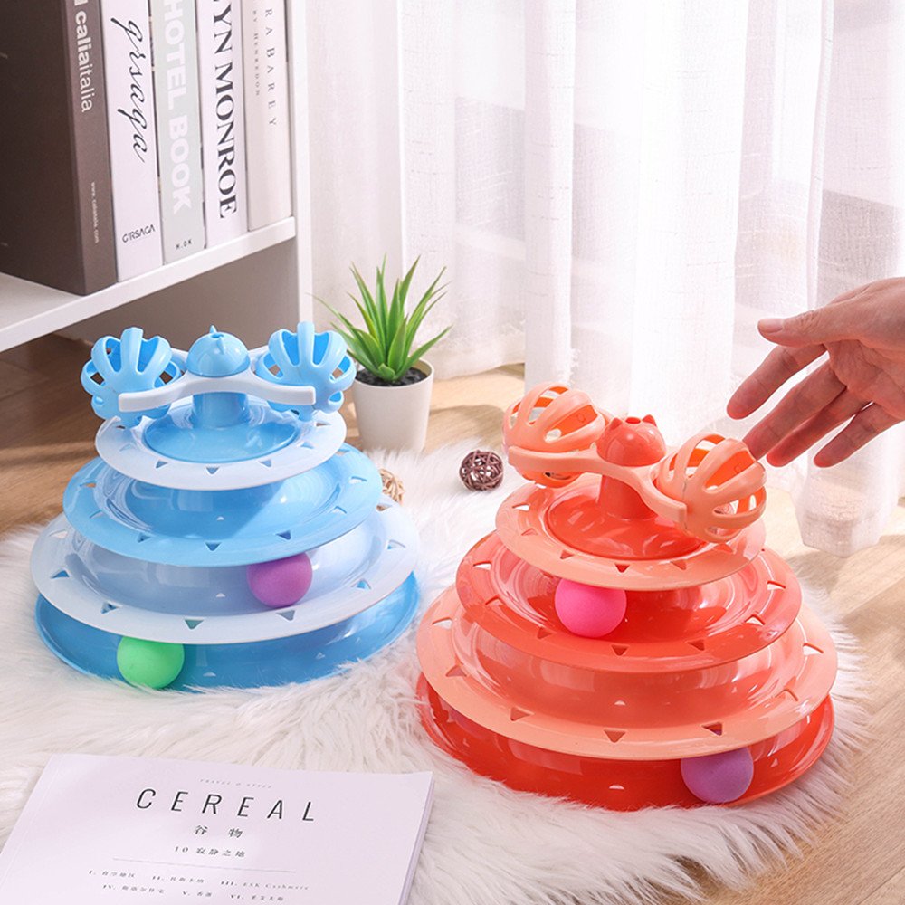 Crazy Ball Disk Interactive Amusement Plate Moving Turntable Play Disk Turntable Cat Pet Plastic Toys Funny Pet Toys