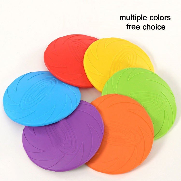 Soft Rubber Round colorful Portable Printing Outdoor Pet Interactive Resistance Dog Chew Toys Flying Discs Frisbeed