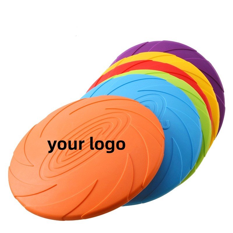 Soft Rubber Round colorful Portable Printing Outdoor Pet Interactive Resistance Dog Chew Toys Flying Discs Frisbeed