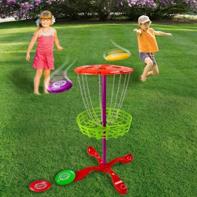Kids Mini Disc Frisbee Golf Basket Goal For Backyard And Beach
