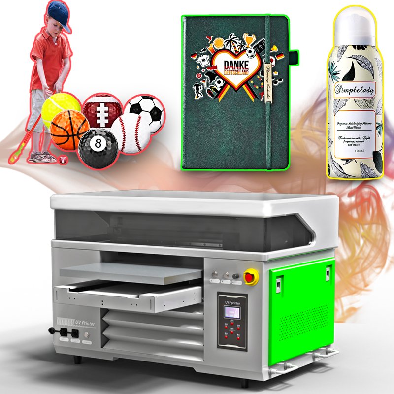New A2 UV flatbed printer 4060 UV DTF printer printing metal nameplate packaging bag golf ball ab glue varnish UV inkjet printer