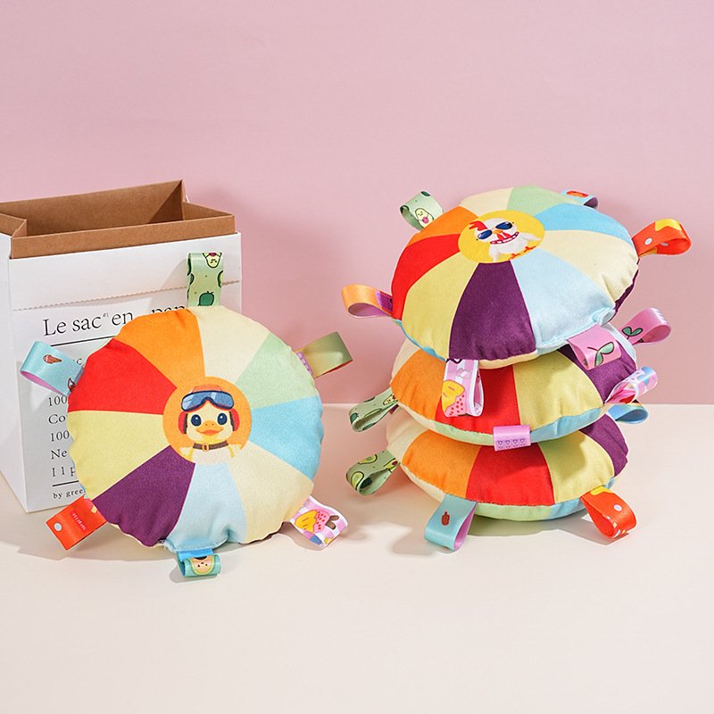 Wholesale Rainbow Cartoon Squeaky Frisbee Pet Dog Interactive Toys Bite-Resistant Plush Cat Toy Sustainable Funny Bag Packaging