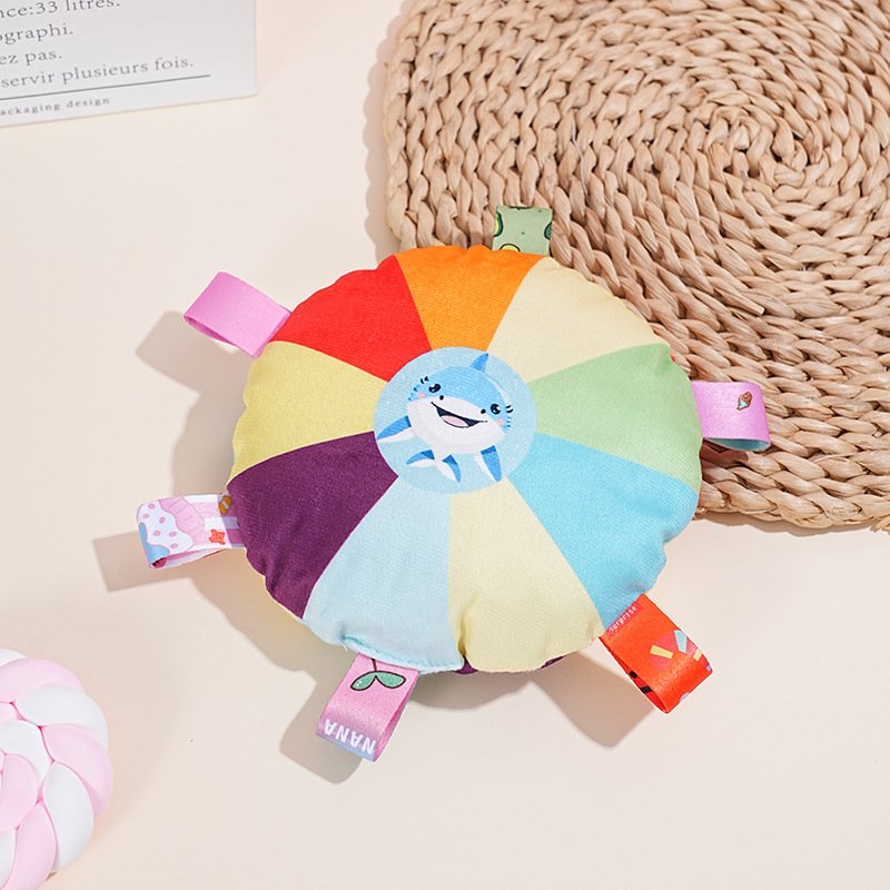 Wholesale Rainbow Cartoon Squeaky Frisbee Pet Dog Interactive Toys Bite-Resistant Plush Cat Toy Sustainable Funny Bag Packaging
