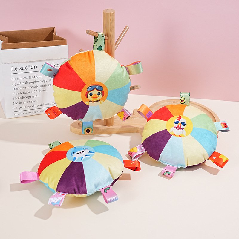 Wholesale Rainbow Cartoon Squeaky Frisbee Pet Dog Interactive Toys Bite-Resistant Plush Cat Toy Sustainable Funny Bag Packaging
