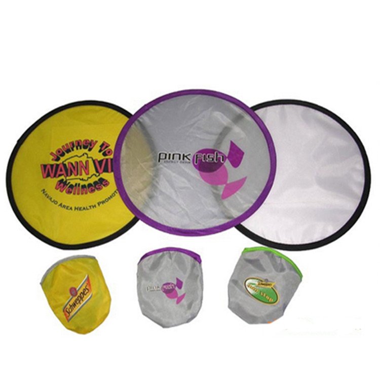 Blank Nylon Round Foldable Hand Fan with Pouch Plain Sublimation Polyester Fabric Flying Disc for Kids Drawing