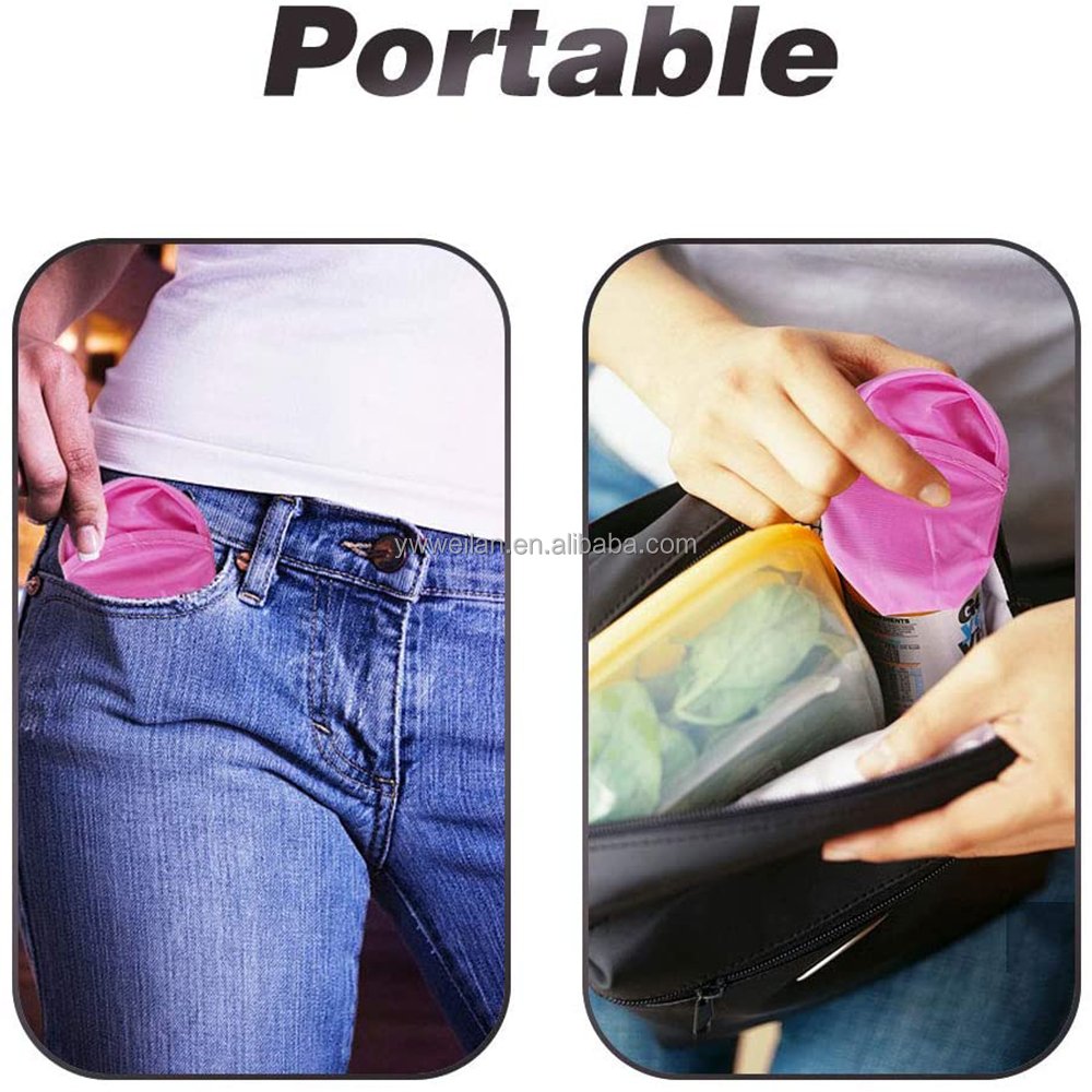 Custom Sports Kids Flying Toy Portable Pocket Flyer Frisbeed Folding Hand Fan Foldable Nylon Disc