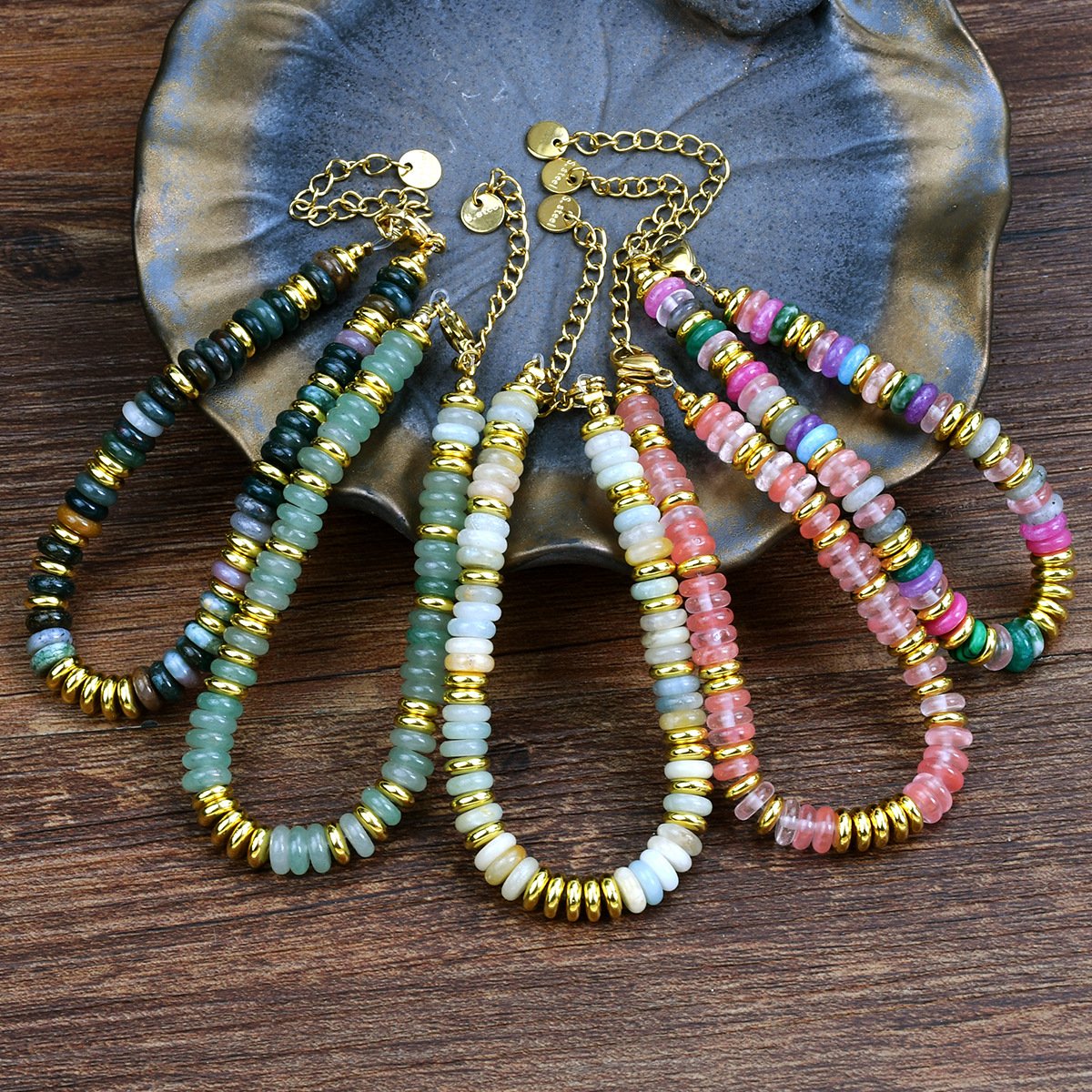 Frisbee Beads natural crystal bracelet for women do not fade color niche high-grade color agate beaded girlfriends bracelet