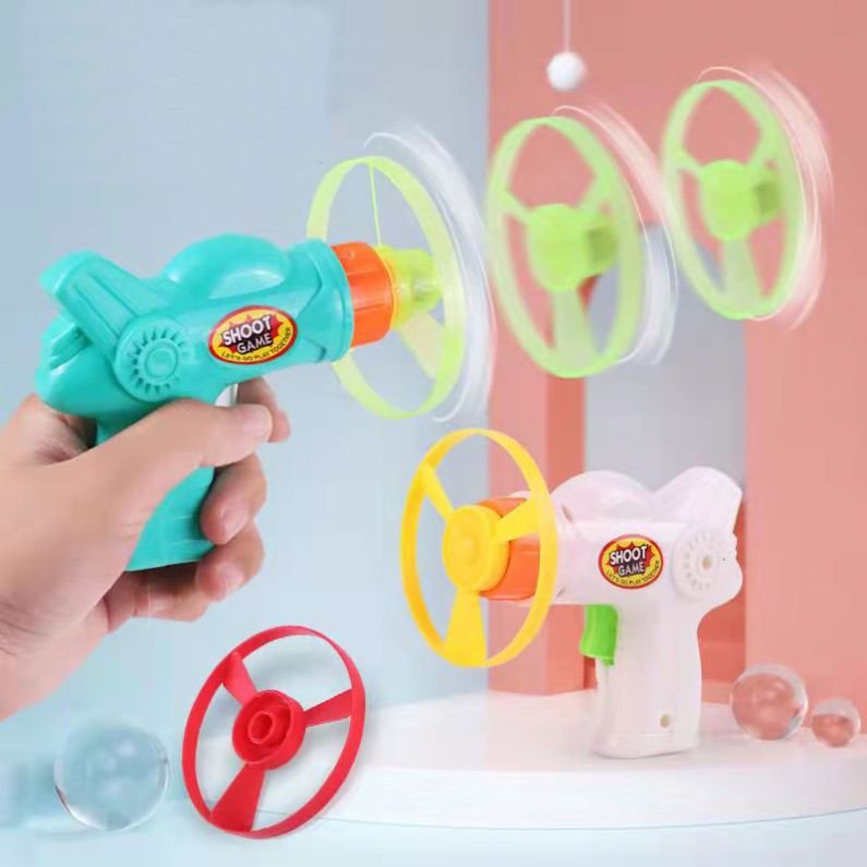 Cheap Toys Spinning Gun Flying Saucer Toy Guns For Kids Shooting Flashing Light Up Frisbeed Gun Toys